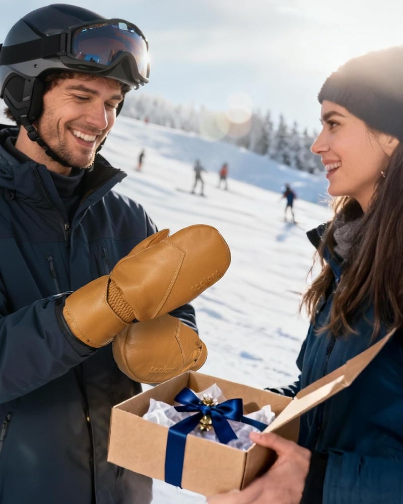 toolant Leather Ski Mittens, Winter Gifts for Men & Women, 3M Thinsulate, Waterproof & Durable for Snowboarding, Outdoors - Image 3